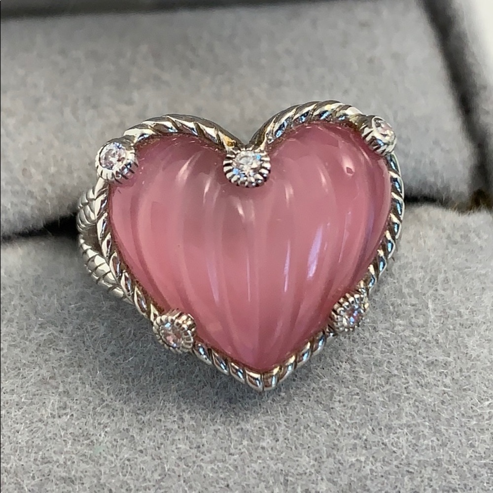 Judith Ripka Sterling Silver Pink Heart Ring size7